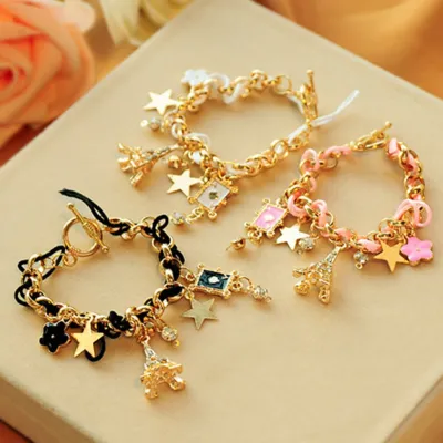 Woman Fashion Eiffel Tower Rope Braided Bracelet